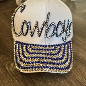 White and Blue Rhinestone Cowboys Cap